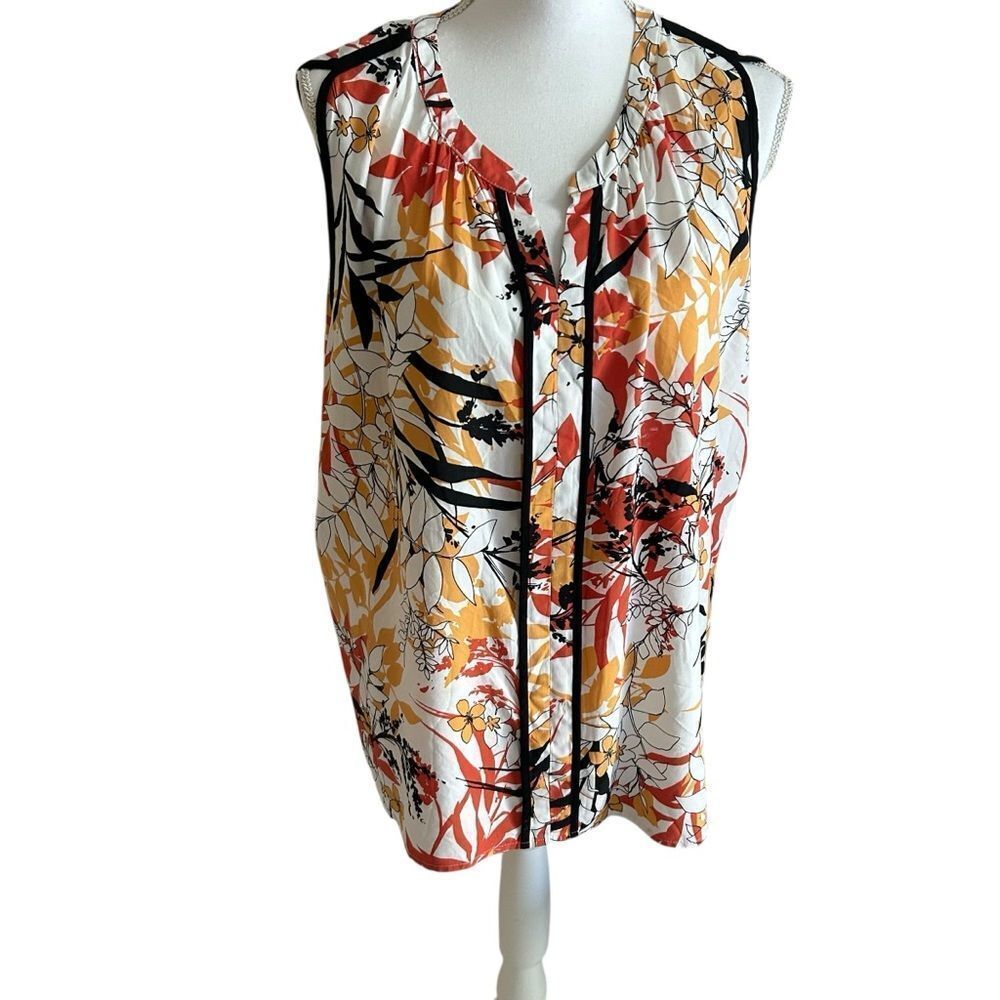 Liz Claiborne Sleeveless Floral Print Blouse Size XL